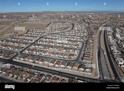 Aerial Of Modern Residential Neighborhoods In Arid Albuquerque New