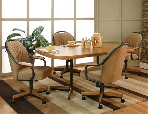 Our dining tables offer flexibility when it comes to style choices in many different shapes and sizes to choose from. Cramco, Inc Shaw Bow-End Sunset Oak Laminate Dining Table with 4 Honey Harvest Upholstered Tilt ...