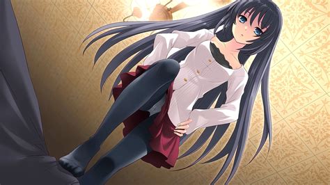 Wallpaper Long Hair Anime Girls Pantyhose Black Hair Visual Novel