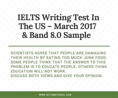 Ielts Writing Test In The Us March 2017 And Band 80 Sample Essay