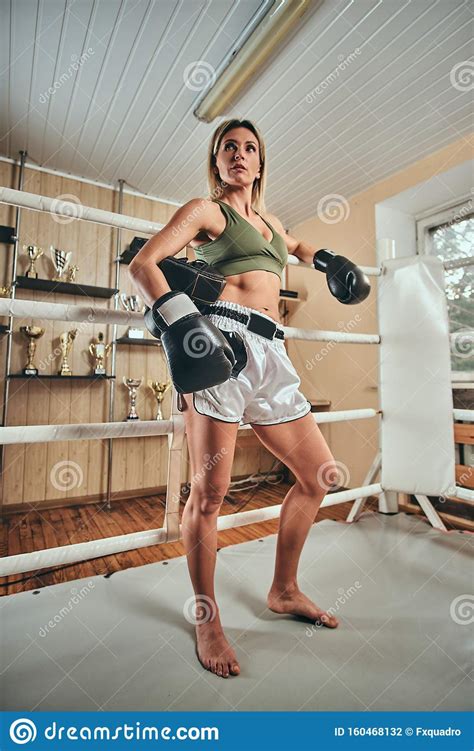 Female Boxer Is Ready To Fight Stock Photo Image Of Kickboxing