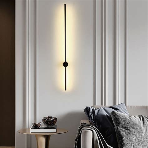 Minimalist Style Long Strip Led Wall Sconce In Black 3000k Led Wall