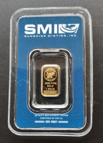 1 Gram Gold Sunshine Minting 9999 Fine Gold Bar Ebay