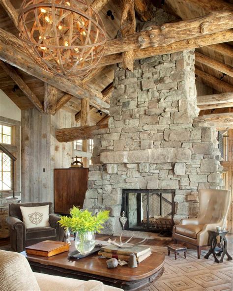 Elegant Rustic Stone Fireplace With Wooden Chandelier Hgtv