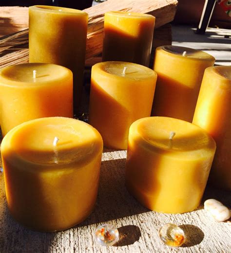 Set Of 3 Organic Beeswax Candles 3 Wide 100 Pure Beeswax Etsy
