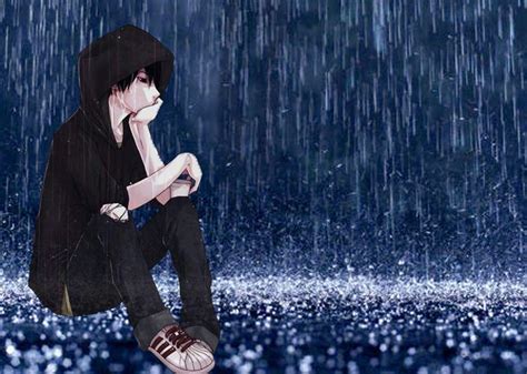 Sad Anime Boy In Rain Rain Desktop Wallpapers Group Anime Boy