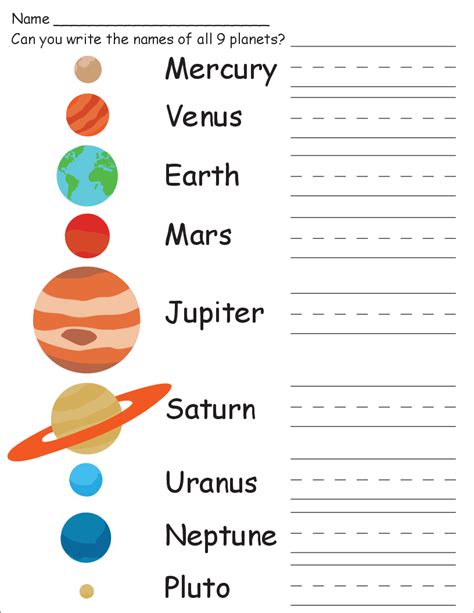 Planets Worksheets For Kindergarten Solar System Worksheets Free