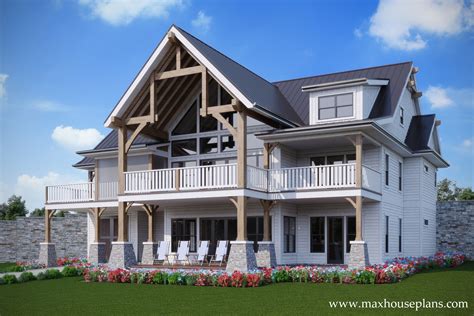 3 Story Rustic Open Living Lake House Plan Max Fulbright Designs