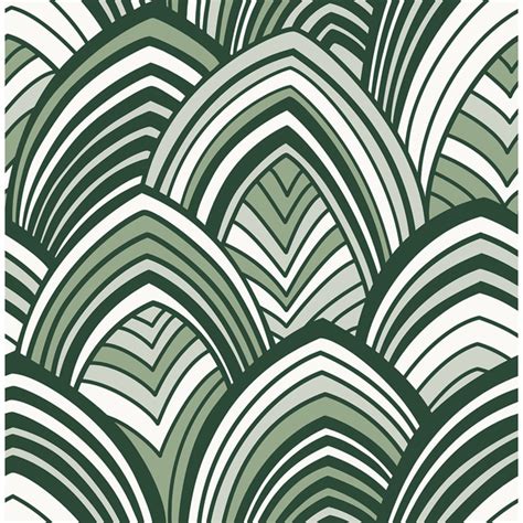 2969 87354 Cabarita Green Art Deco Leaves Wallpaper By