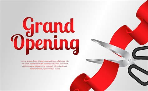 Premium Vector Grand Opening Template With Red Ribbon Cutting