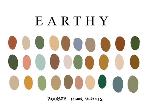 Earthy Procreate Palette 30 Colours Colors Etsy Procreate Palette