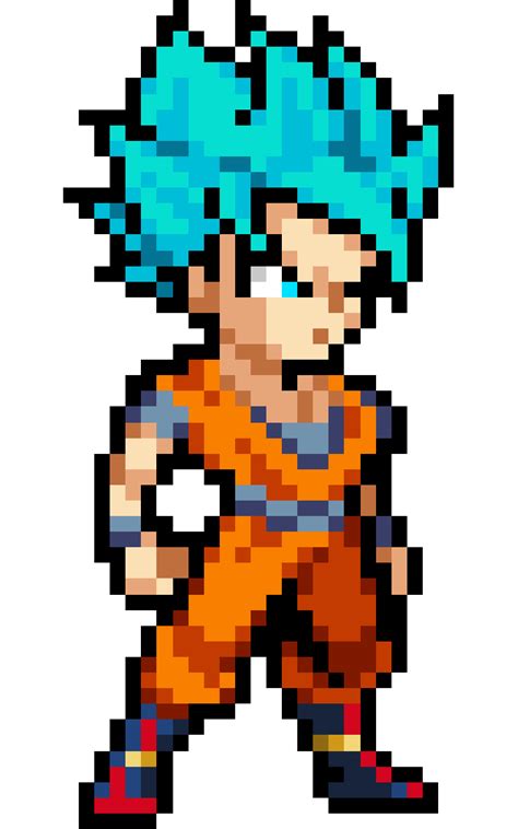 Goku Ssj Pixel Art Grid Goku Ssj Blue Pixel Art Hd Png Download