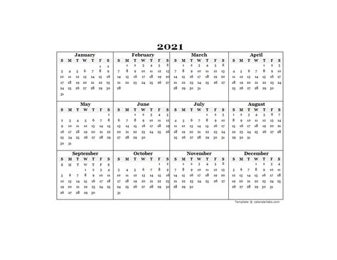 Blank Yearly Calendar 2021 Calendar Template Printable Riset
