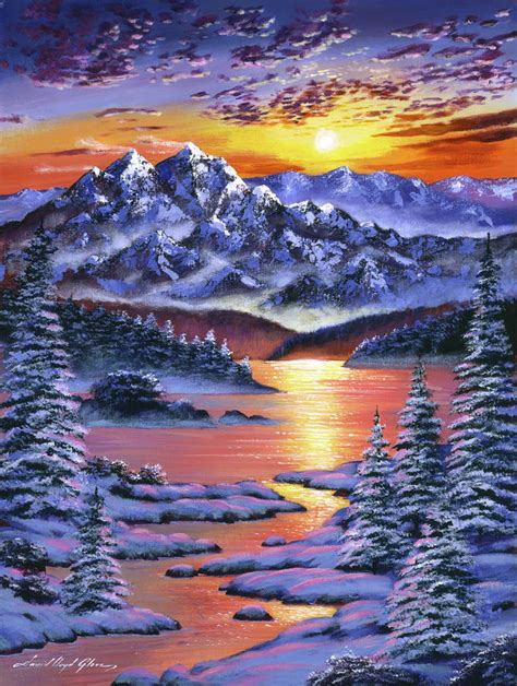 Frozen Sunset Painting By David Lloyd Glover Pixels