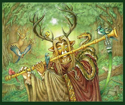 Stag Celtic Pagan Cernunnos Deer Druid Gold Good Lord Nature