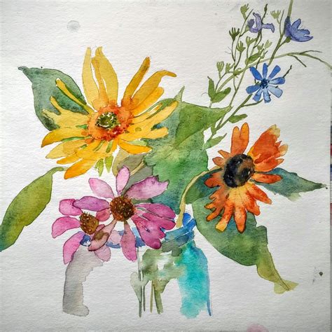 Lauras Watercolors Summer Flowers