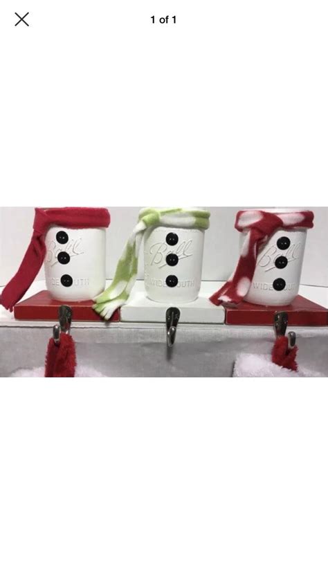 Christmas Snowman Mason Jar Stocking Holders Set Of 3 Etsy Uk