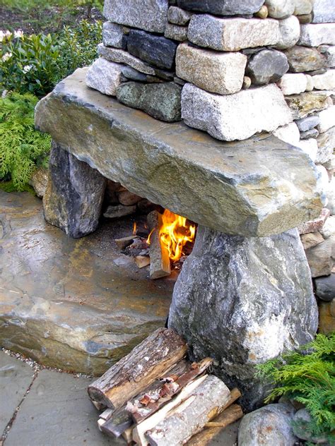 Rustic Outdoor Fireplace Traditional Patio Portland Maine By