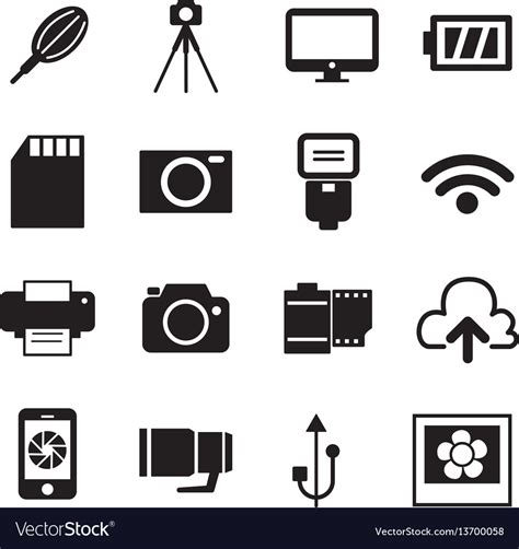 Camera Icons And Camera Accessories Icons Vector Image