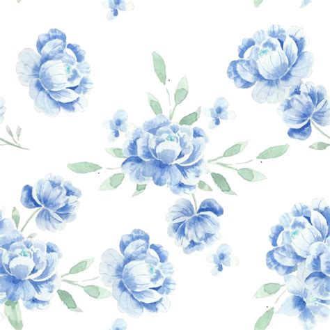Premium Vector Romantic Blue Watercolor Flower Seamless Pattern