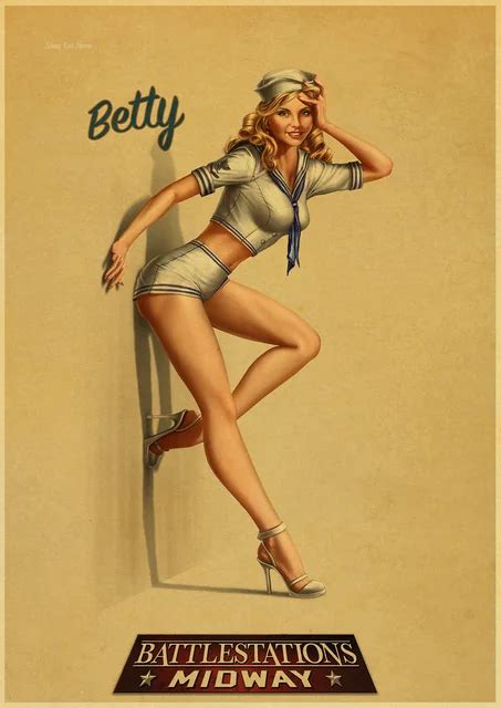 Classic Vintage World War Ii Sexy Pin Up Girl Poster Military Bar Cafe