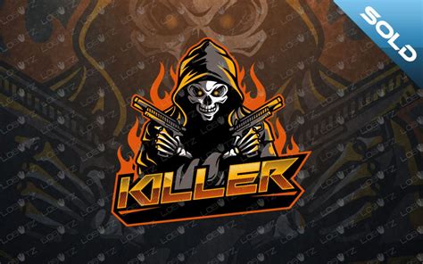Grim Reaper With Guns Logo Reaper Mascot Logo For Sale Lobotz Ltd