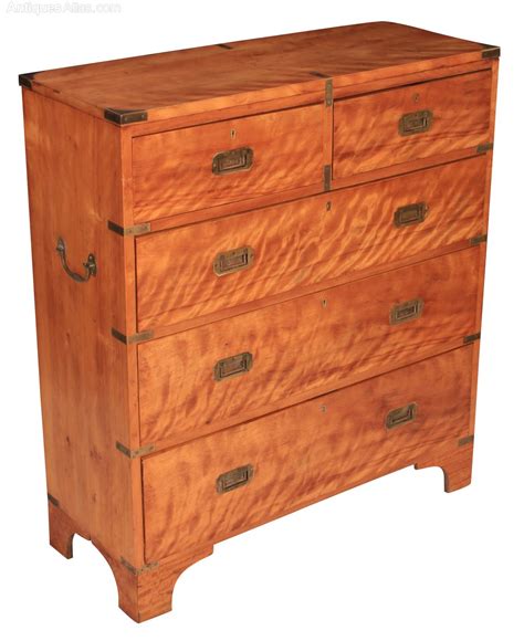 The chest includes two long drawers and six smaller drawers. Satinwood Shallow Military Chest - Antiques Atlas