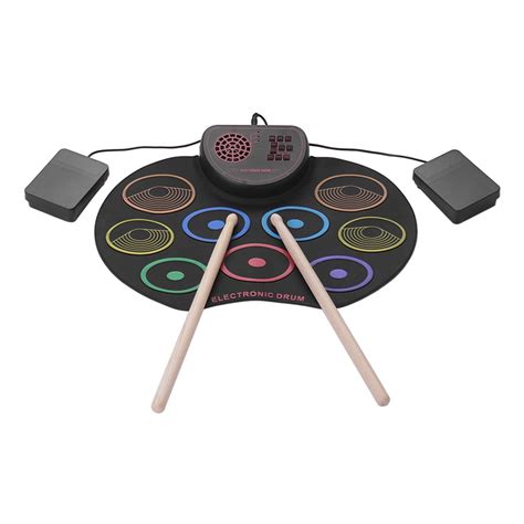 Aibecy Portable Electronic Drum Set Usb Roll Up Drum Pad Kit 9 Drumpads