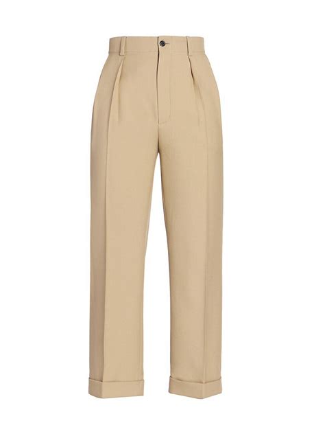 Buy Saint Laurent Wo Cropped Pleated Wool Pants Beige At 80 Off