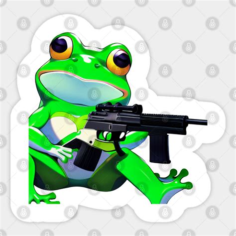 Meme Frog With Gun Frog Sticker Teepublic