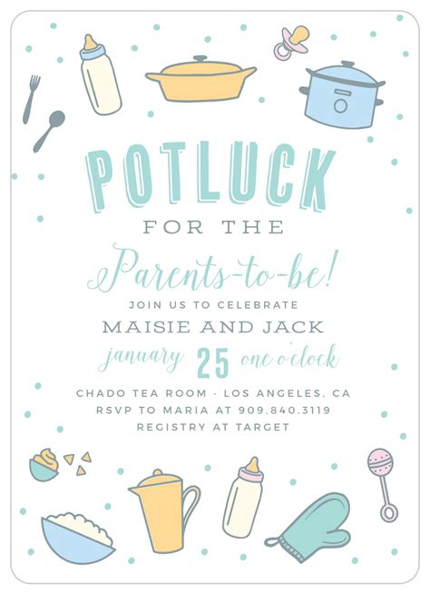 One of your first priorities is to send out invitations. Potluck Brunch Baby Shower Invitations by Basic Invite