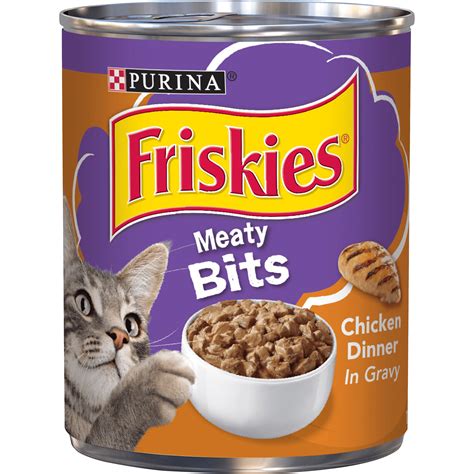 Friskies Gravy Wet Cat Food Meaty Bits Chicken Dinner 135 Oz Can