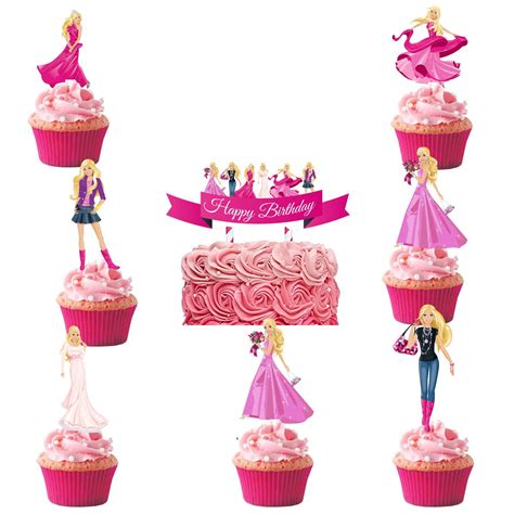 25pcs Barbi Cake Toppers Cupcake Toppers Barbi Birthday Party Supplies