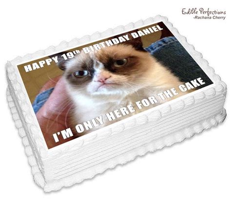 Grumpy Cat Birthday Meme Edible Image Sheet Cake Topper Etsy