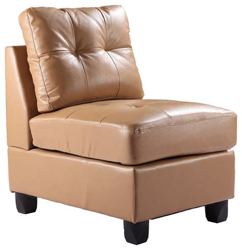 The leisure chair has a gorgeous color with a retro and accent looking to perfectly fit surrounding. Tufted Armless Chair, Tan Pu - Modern - Armchairs And ...