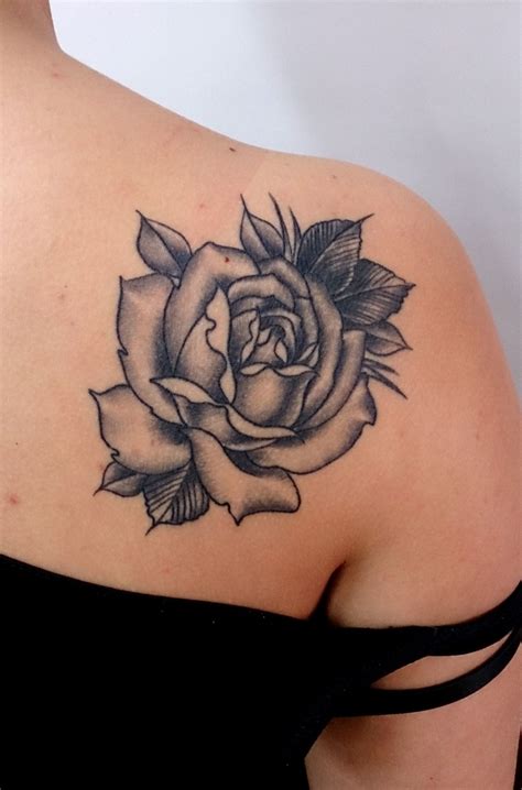 Healed Traditional Rose In Black And Grey By Carlos Tattoo Rosetattoo