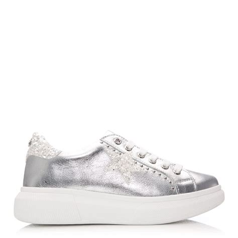 Aaliyah Silver Leather Shoes From Moda In Pelle Uk