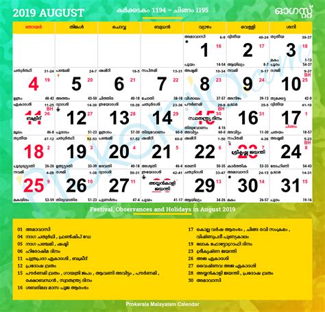 Calendare în formate lunare și weeekly disponibile. Malayalam Calendar 2019 | Kerala Festivals | Kerala ...