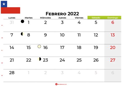 Descargar Calendario Febrero 2022 Chile Para Imprimir