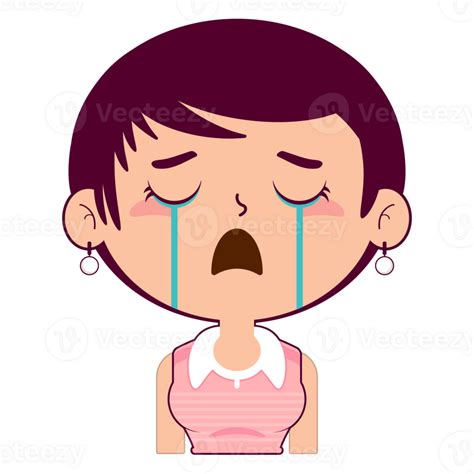 Girl Crying And Scared Face Cartoon Cute 23435291 Png