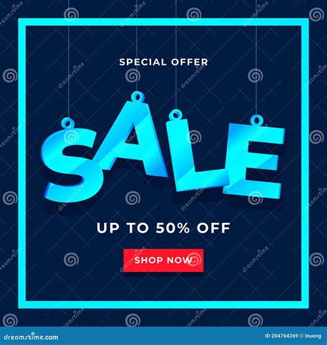 Special Offer Sale Banner Template On Blue Background Stock Vector