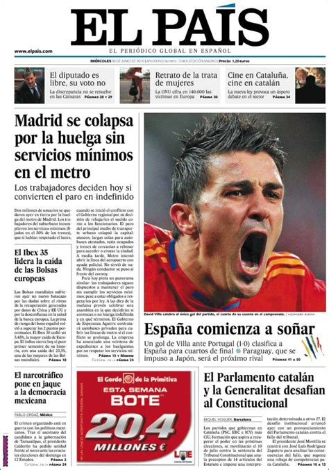 Periódico El País España Periódicos De España Edición De Miércoles