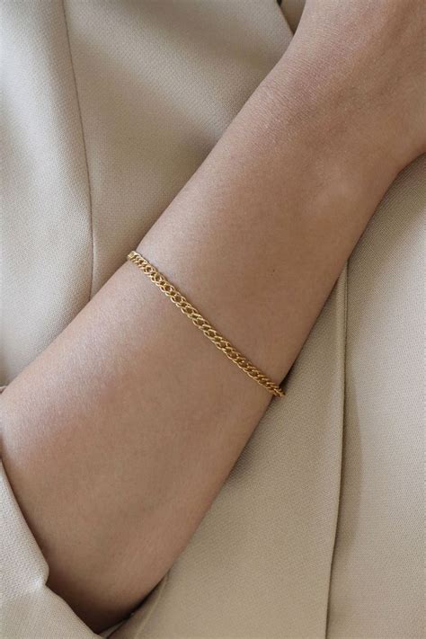 21k Yellow Gold Chain Solid Gold Chain Bracelet Thin Gold Bracelet