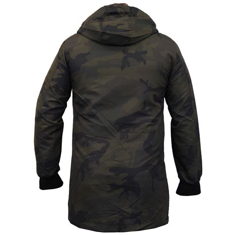 Mens Camo Long Jacket Brave Soul Hooded Mac Trench Coat Military Army Winter New | eBay