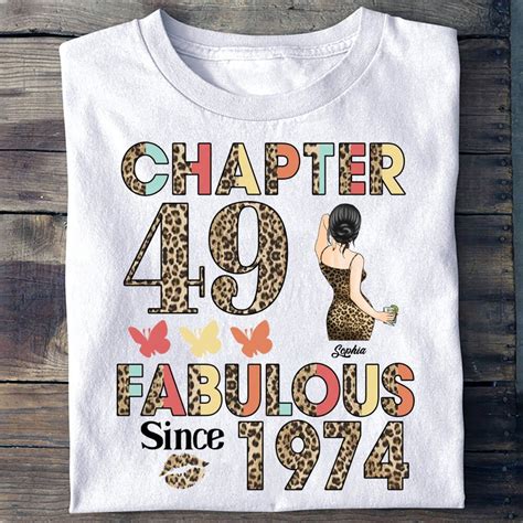 49th Birthday Shirts For Her Personalised 49th Birthday 1974 T Shirt 49 And Fabulous Shirt