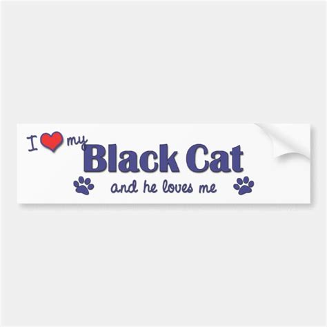 I Love My Black Cat Male Cat Bumper Sticker