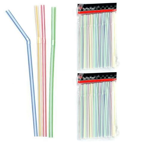 300 pc flexible drinking straws long plastic bendy party bar drinking supplies