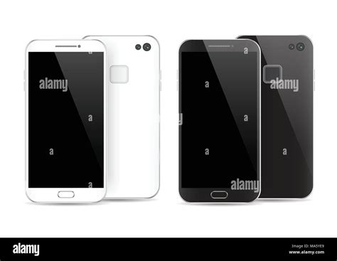 Modern Black And White Smartphone Isolated Front And Back Of Vector