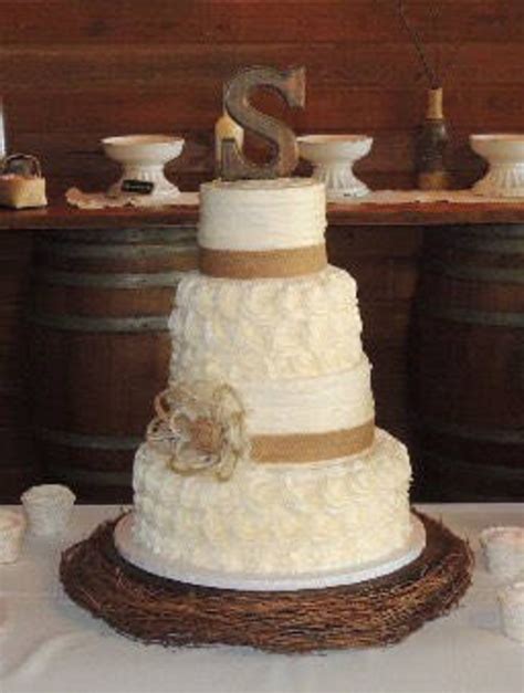 Rustic Wedding Cake Burlap Flower Farmhouse Southern Barn Etsy
