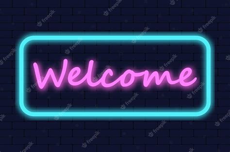 Premium Vector Welcome Neon Text Vector Welcome Neon Sign Design